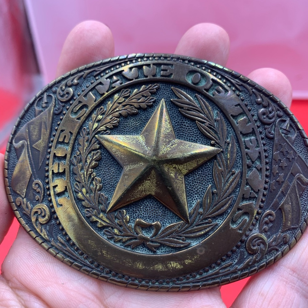 Texas Lonestar brass belt buckle - Picture 4 of 4